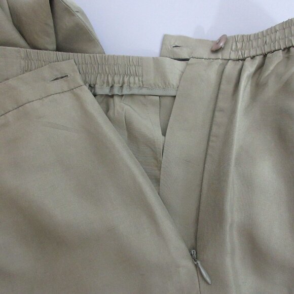 Henry Lee/Judith Hart Womens 2pc Open Front Jacket 14 100% Silk Pants 14P Green - Picture 10 of 11